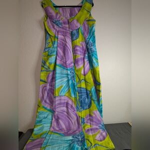 Tori Richard Purple and Blue Floral Maxi Dress